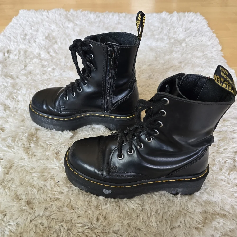 Dr Martens Boots Womens 6 Jadon Platform Black Leather Smooth‎ Mens 5 Combat